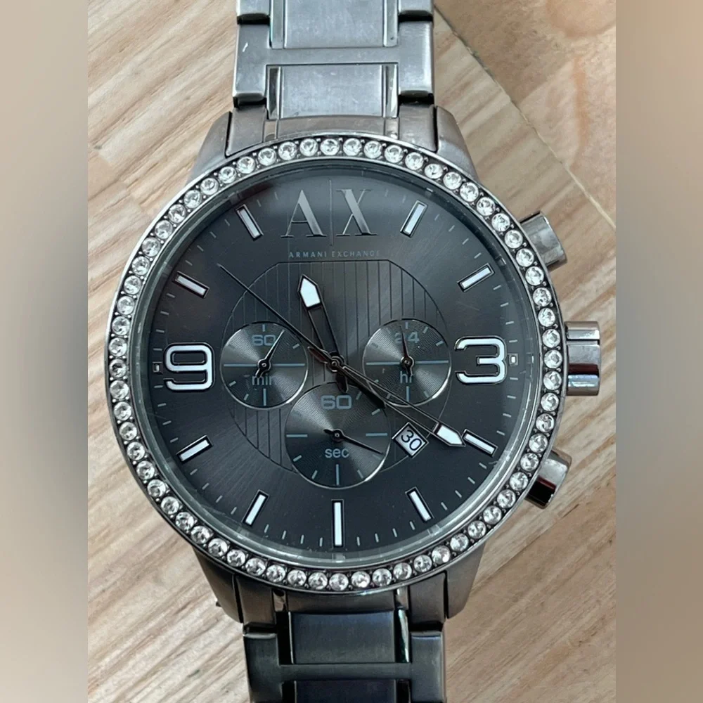 Armani Exchange Chronograph Crystal Men’s Watch All Stainless Steel, Date Window